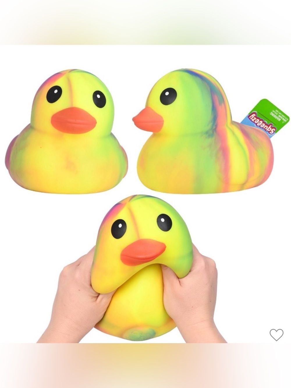 Sunny Days Squeezy Jumbo - Tie Dye Squishy Duck Stress Toy Sensory Fidget NWT